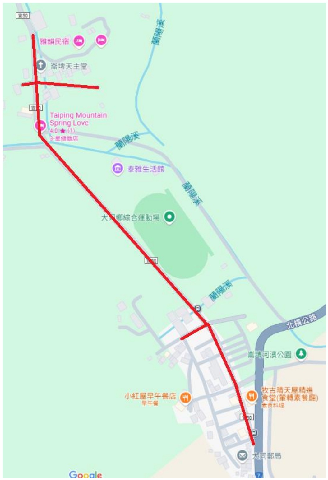 宜蘭縣大同鄉朝陽巷等汰換工程_施工範圍示意圖