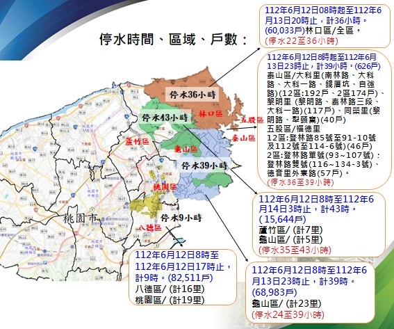 新北、桃園停水地圖