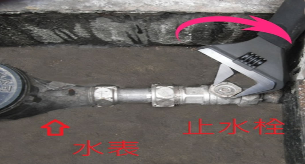 止水栓關閉:順時針轉動