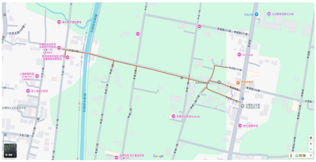 宜蘭縣五結鄉大吉五路等汰換管線_施工範圍示意圖